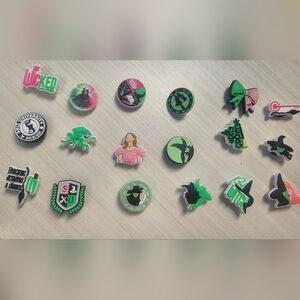 (6) WICKED Themed Shoe Charm with Green and Pink Accents - Price Is For 6